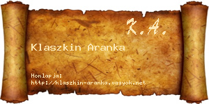 Klaszkin Aranka névjegykártya